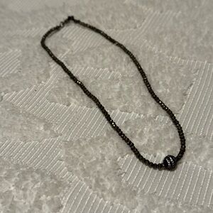 Black Pyrite/Hematite Beaded Choker with Pavé Charm